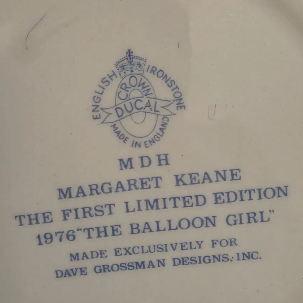 Margaret Keane Big Eye The Balloon Girl 1976 First Limited Edition Plate 8 inch
